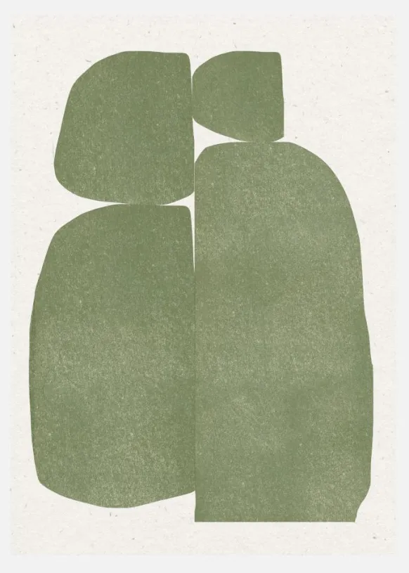Green Stones Composition Canvastavla (30x40 cm)