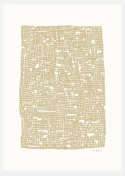 Grid Dark Oker Canvastavla (30x40 cm)