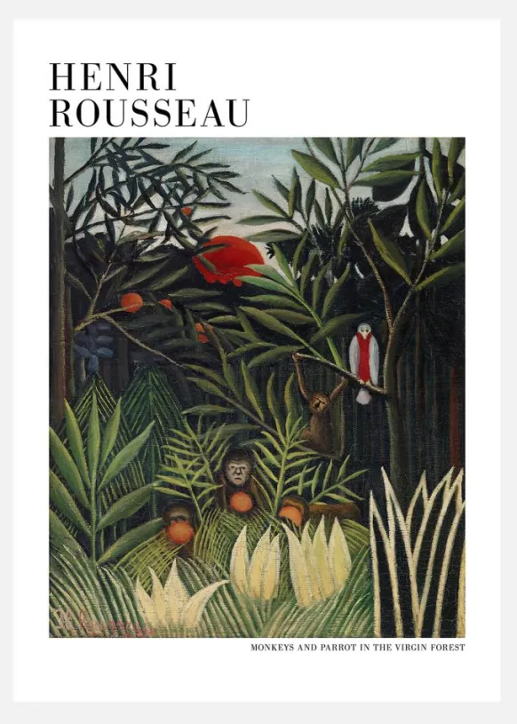 Henri Rousseau - Monkeys And Parrot In The Virgin Forest Canvastavla (30x40 cm)