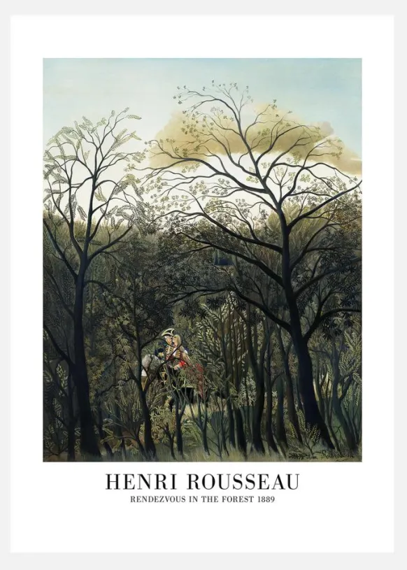 Henri Rousseau - Rendezvous In The Forest Canvastavla (30x40 cm)
