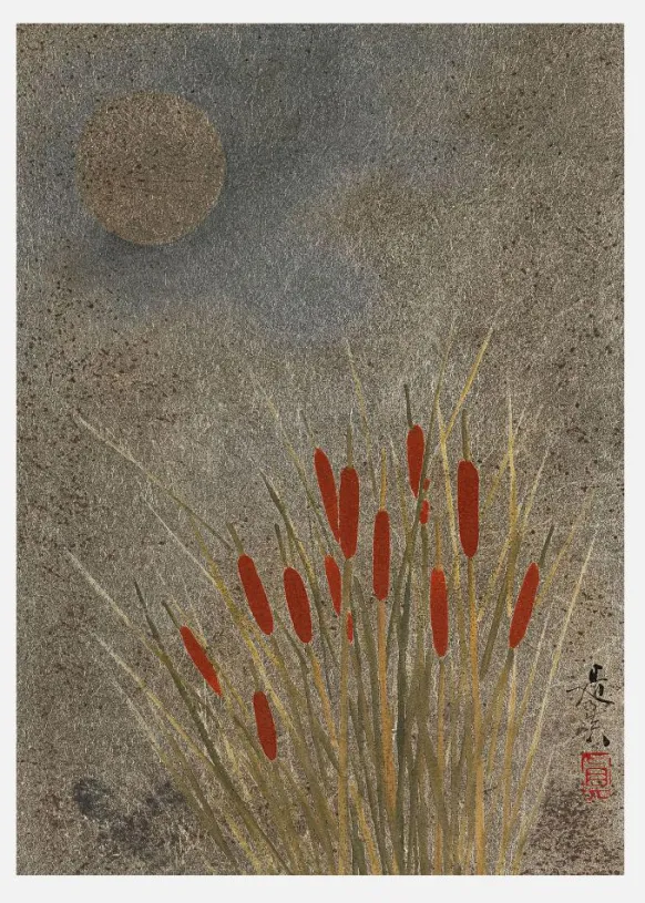 Japanese Grass Field At Night (1807a1891) Full Canvastavla (30x40 cm)
