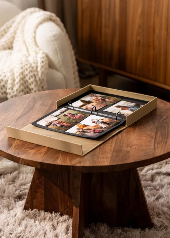 KAILA MEMORIES Vanilla - Coffee Table Photo Album (60 Svarta Sidor / 30 Blad)