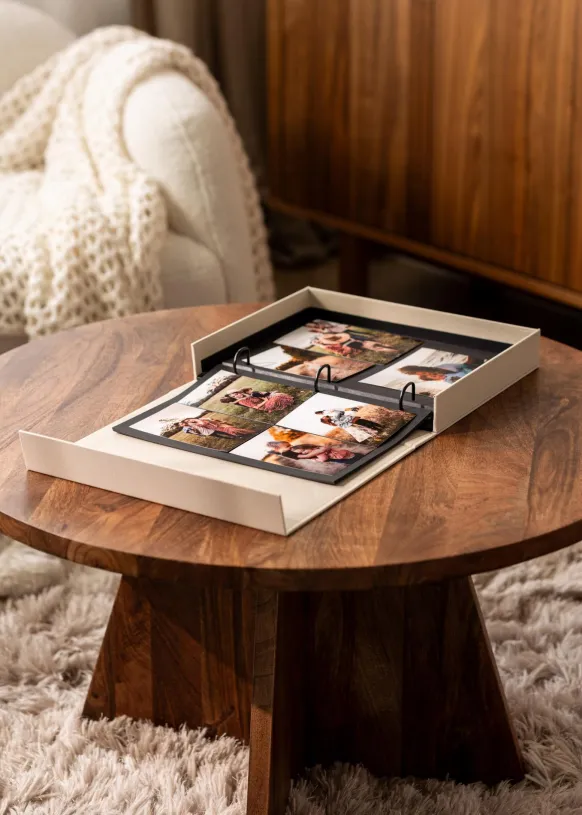 KAILA OUR WEDDING Creme - Coffee Table Photo Album (60 Svarta Sidor / 30 Blad)