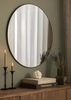 KAILA Round Mirror - Thin Black 80 cm Ø