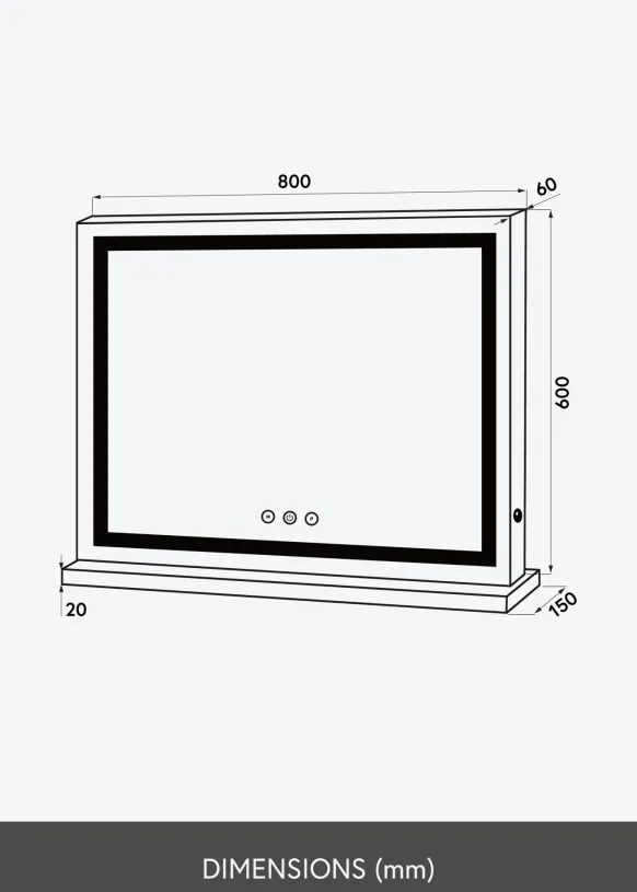 KAILA Sminkspegel Base Horisontal LED Vit 80x60 cm