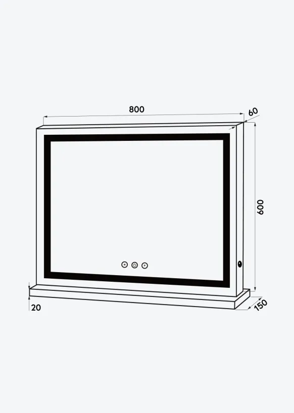 KAILA Sminkspegel Base Horisontal LED Vit 80x60 cm