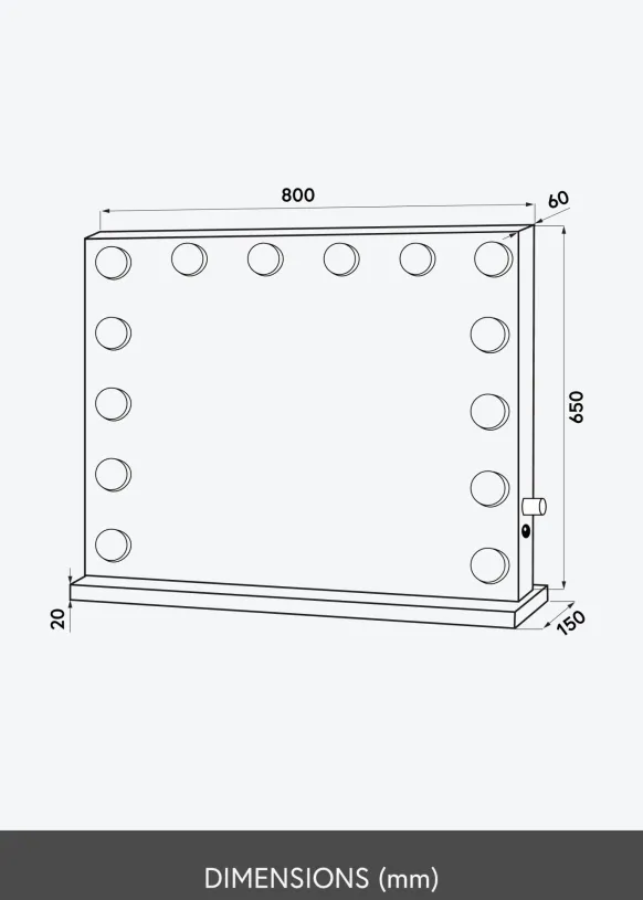 KAILA Sminkspegel Hollywood Edge 14 E27 Vit 80x65 cm