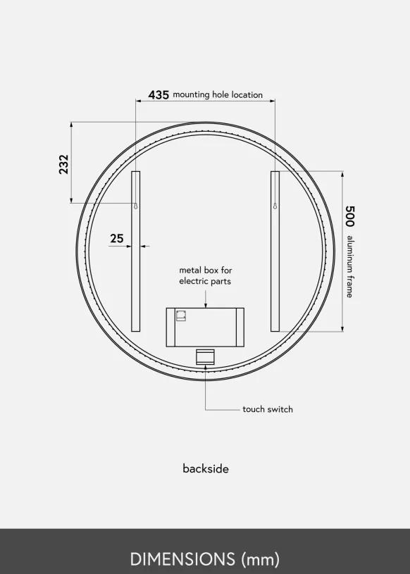 KAILA Spegel Circle LED Svart 80 cm Ø