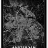 Karta - Amsterdam - Svart Canvastavla (30x40 cm)
