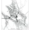 Karta - Bergen - Vit Poster (21x29.7 cm (A4))