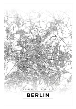 Karta - Berlin - Vit Poster (21x29.7 cm (A4))