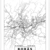 Karta - Borås - Vit Canvastavla (30x40 cm)
