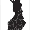 Karta - Finland - Svart Canvastavla (30x40 cm)