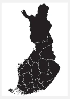 Karta - Finland - Svart Canvastavla (30x40 cm)