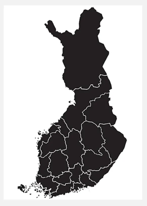Karta - Finland - Svart Canvastavla (30x40 cm)