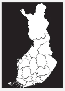 Karta - Finland - Vit Canvastavla (30x40 cm)