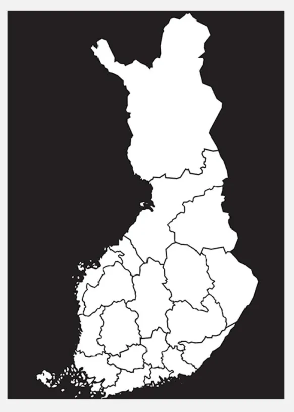 Karta - Finland - Vit Canvastavla (30x40 cm)