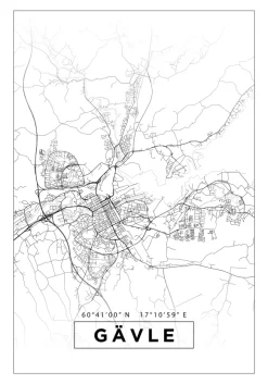 Karta - Gävle - Vit Poster (21x29.7 cm (A4))