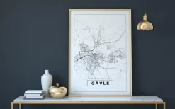 Karta - Gävle - Vit Poster (21x29.7 cm (A4))