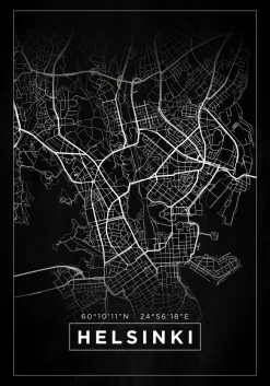 Karta - Helsinki - Svart Poster (21x29.7 cm (A4))