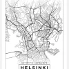 Karta - Helsinki - Vit Canvastavla (30x40 cm)