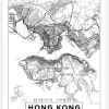 Karta - Hong Kong - Vit Canvastavla (30x40 cm)