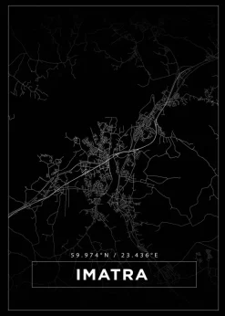 Karta - Imatra - Svart Poster (21x29.7 cm (A4))