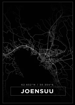 Karta - Joensuu - Svart Poster (21x29.7 cm (A4))