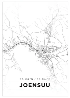 Karta - Joensuu - Vit Poster (21x29.7 cm (A4))