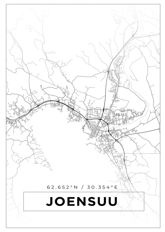 Karta - Joensuu - Vit Poster (21x29.7 cm (A4))