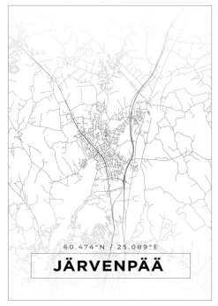 Karta - Järvenpää - Vit Poster (21x29.7 cm (A4))