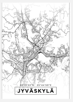 Karta - Jyväskylä - Vit Canvastavla (30x40 cm)
