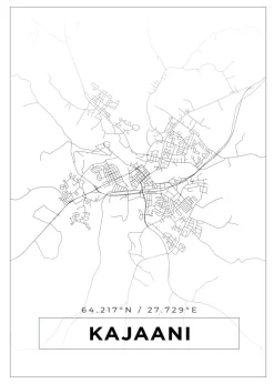 Karta - Kajaani - Vit Poster (21x29.7 cm (A4))