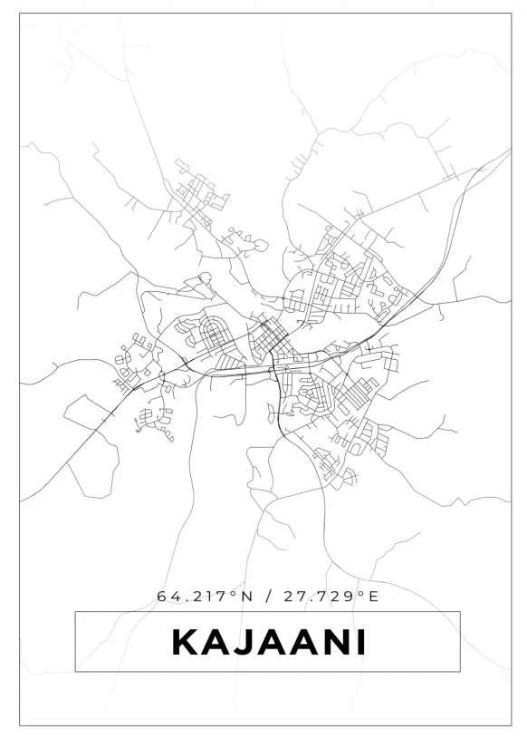 Karta - Kajaani - Vit Poster (21x29.7 cm (A4))
