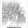 Karta - København - Vit Canvastavla (30x40 cm)