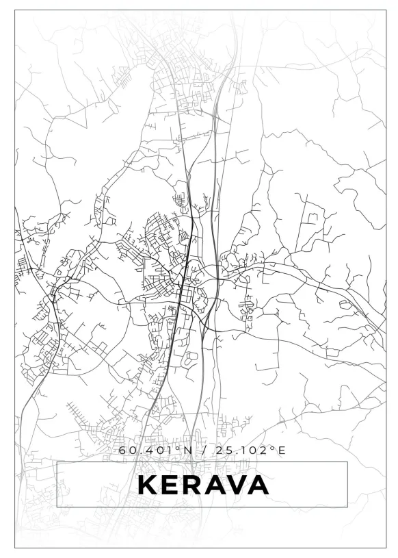 Karta - Kerava - Vit Poster (21x29.7 cm (A4))