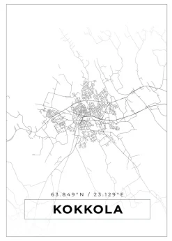 Karta - Kokkola - Vit Poster (21x29.7 cm (A4))