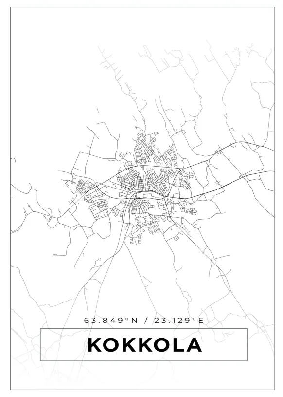 Karta - Kokkola - Vit Poster (21x29.7 cm (A4))