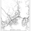 Karta - Kristiansand - Vit Canvastavla (30x40 cm)
