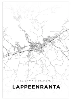 Karta - Lappeenranta - Vit Poster (21x29.7 cm (A4))