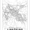 Karta - Linköping - Vit Canvastavla (30x40 cm)