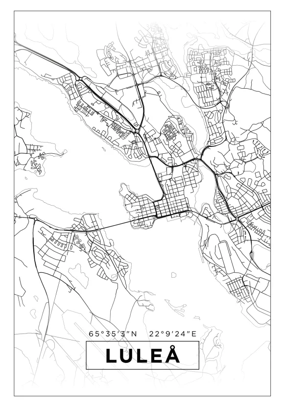 Karta - Luleå - Vit Poster (21x29.7 cm (A4))