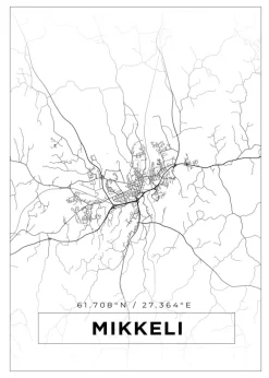 Karta - Mikkeli - Vit Poster (21x29.7 cm (A4))