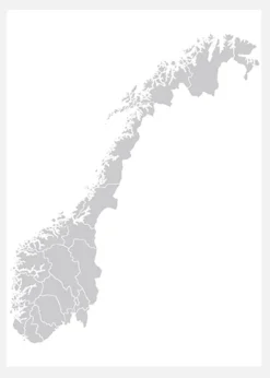 Karta - Norge - Grå Canvastavla (30x40 cm)