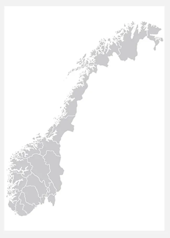 Karta - Norge - Grå Canvastavla (30x40 cm)