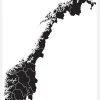 Karta - Norge - Svart Canvastavla (30x40 cm)