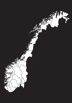 Karta - Norge - Vit Poster (21x29.7 cm (A4))