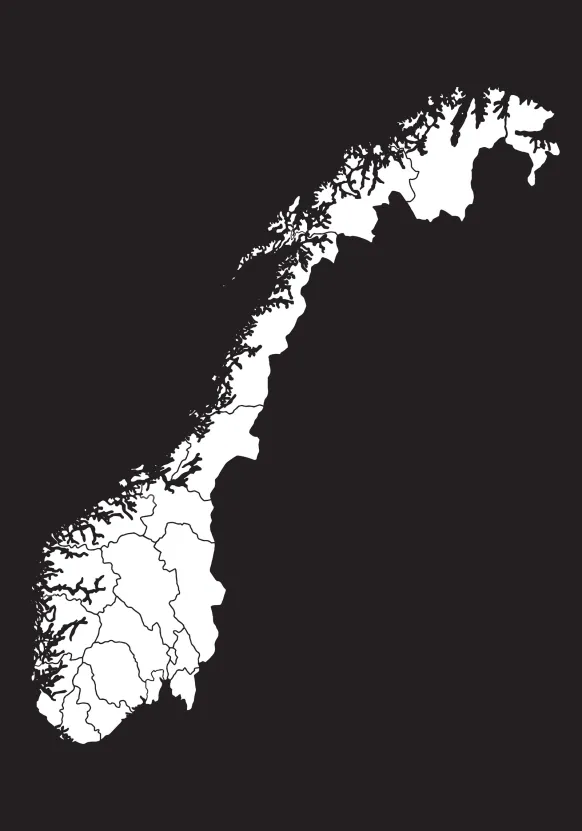 Karta - Norge - Vit Poster (21x29.7 cm (A4))