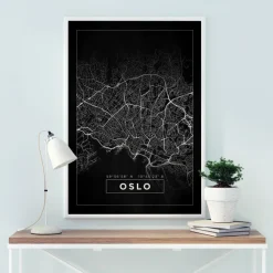 Karta - Oslo - Svart Poster (21x29.7 cm (A4))
