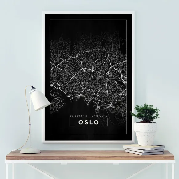 Karta - Oslo - Svart Poster (21x29.7 cm (A4))